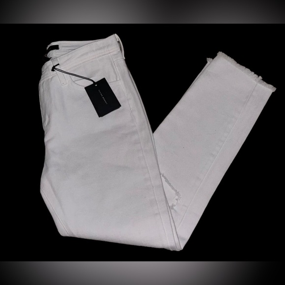 FLYING MONKEY White high rise crop jeans Raw Hem NWT - Picture 2 of 9